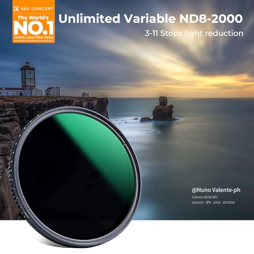 K&F CONCEPT 49mm Variable ND8-ND2000 (3-11stop) Waterproof ND Lens Filter - size: 49mm