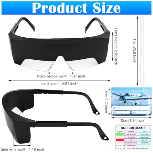 2 Set Aviation Flight Training Glasses, Black - color: Black