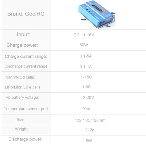 GoolRC B6 Mini Multi-Functional Balance Charger/Discharger for LiPo Lilon Life NiCd NiMh Pb RC Battery