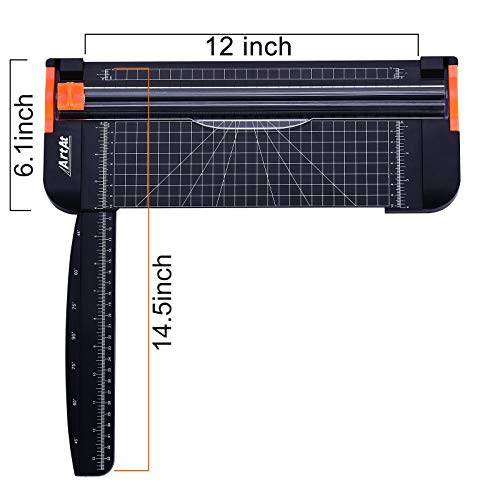 ArtAt A4 Paper Cutter 12 inch Black Paper Trimmer with Sliding Safety Blade