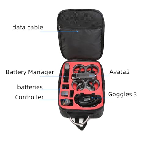 Carrying Case Backpack for DJI Avata 2, Portable Travel Storage Bag Protective Cover for Avata 2 Drone/Fly More Combo, for Goggles 3, FPV Remote Controller Accessories Organizer Case