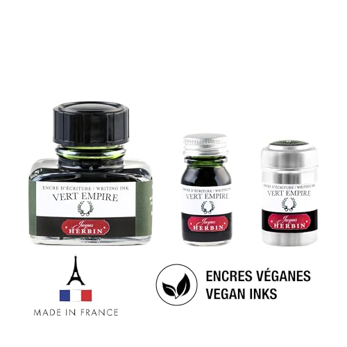 Herbin Bottled Fountain Pen Ink, 10ml - Empire Green - color: Cloud Gray, size: 0.3 fl oz