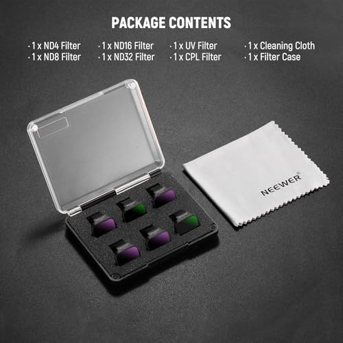 NEEWER 6 Pack ND Filter Set Compatible with DJI Mini 4K/2/Mavic/SE/2 SE - size: Mini 4K, style: CPL/UV/ND Filter Set