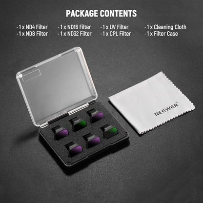 NEEWER 6 Pack ND Filter Set Compatible with DJI Mini 4K/2/Mavic/SE/2 SE - size: Mini 4K, style: CPL/UV/ND Filter Set