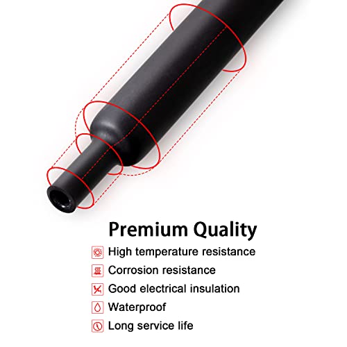 1.5 Inch Dia 3:1 Adhesive Heat Shrink Tubing, 4 ft, Black - size: 4FT (1.5", 1 Pack)