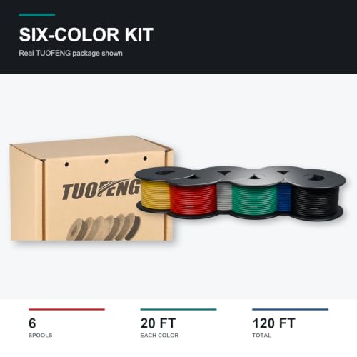 TUOFENG 18awg Silicone Wire, 6 Colors, 20ft Each - size: 18 AWG Stranded 6 Colors 20 ft