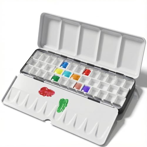 DUGATO Medium Empty Watercolor Palette Tin with Lid, Holds 37 Half Pans - size: Medium