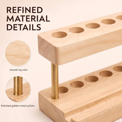 Pen Holder for Desk, Pencil Holder, Pen Display Stand - color: Single-row - Natural Wood