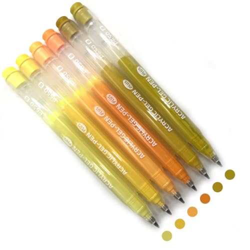 6 Colors 1.0mm Fine Pointed Acrylic Gel Pen Set,Warm Yellow - color: Yellow