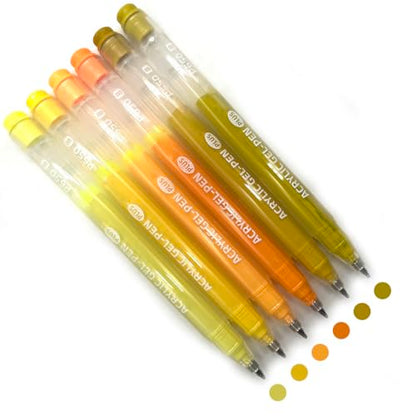 6 Colors 1.0mm Fine Pointed Acrylic Gel Pen Set,Warm Yellow - color: Yellow