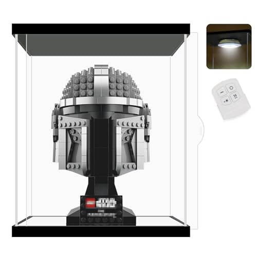 NONEMEY Clear Acrylic Display Case with Remote Control Light for Collectibles, Dustproof Model Showcase Organizer Box, Display Case for Collectibles (7.8x7.8x9.8inch,20x20x25cm) - size: 7.8×7.8×9.8 inch, 20×20×25 cm