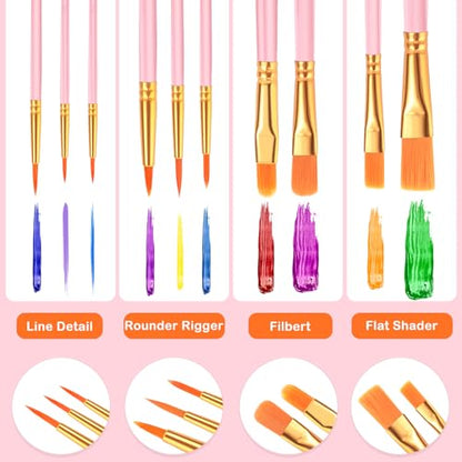 ESRICH 100PCS Paint Brushes, Paint Brush for Acrylic Painting - color: Pink, size: 100
