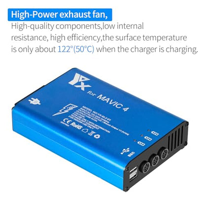 Hanatora Parallel Fast Charger for DJI Mavic 4 Pro Battery,Rapid Quick Multi Charging Hub Drone Accessories