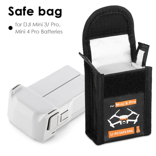 CAPART Battery Safe Bag for DJI Mini 4 Pro/Mini 3 / Mini 3 Pro Drone Storage Bag Fireproof Safety Charging Bag (Small*3pcs) - size: Small*3pcs