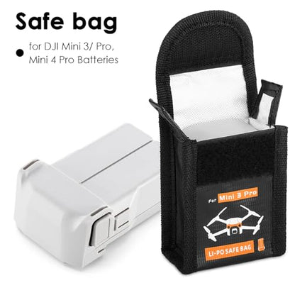 CAPART Battery Safe Bag for DJI Mini 4 Pro/Mini 3 / Mini 3 Pro Drone Storage Bag Fireproof Safety Charging Bag (Small*3pcs) - size: Small*3pcs