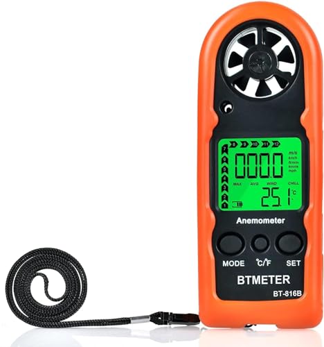 BTMETER Anemometer Handheld Wind Speed Meter BT-816B (Range: 0.2–67 MPH) - color: Orange