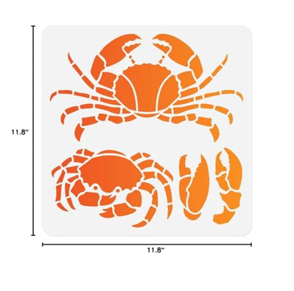 Crab Claws Wall Stencil for Painting 11.8" x 11.8" Reusable - style: Crab