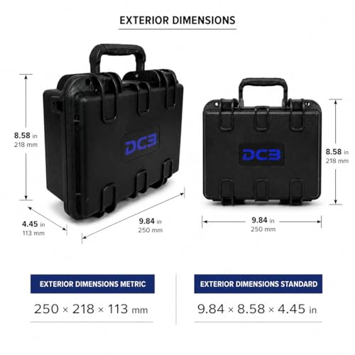 DCB Cases - Element 2501F Waterproof Hard Case with Foam Insert - IP67 Dustproof | Impact-Resistant | 9.84 x 8.58 x 4.45 Ext Dim | Pressure Valve | Lockable Protective Storage
