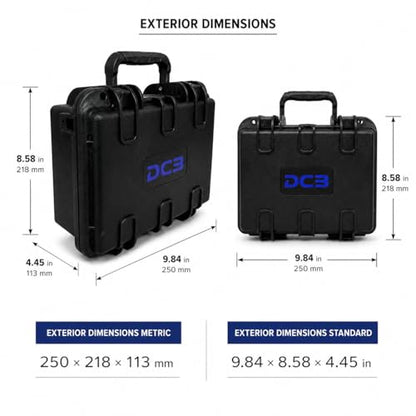 DCB Cases - Element 2501F Waterproof Hard Case with Foam Insert - IP67 Dustproof | Impact-Resistant | 9.84 x 8.58 x 4.45 Ext Dim | Pressure Valve | Lockable Protective Storage