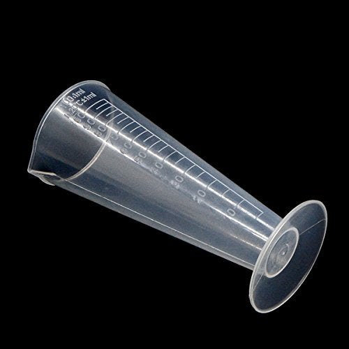 100mL Plastic Graduated Measuring Cup Capacity Beaker Cone Shape Round Base Labs Kitchen Clear, 2Pcs