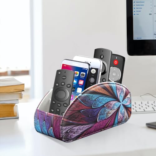 Remote Control Holder, 5 Compartments TV Remote Holder Caddy for Table - color: Fractal Flower, size: Large