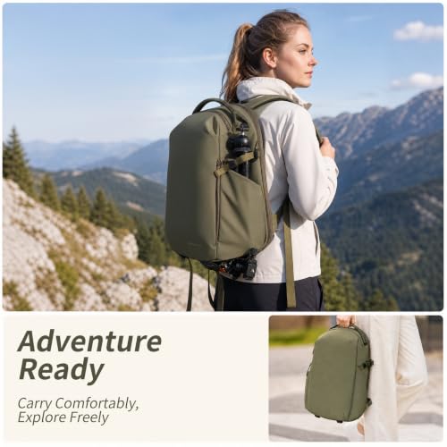 Besnfoto Lightweight Camera Backpack - Everyday Laptop Bag for DSLR Drone - color: Green, size: 16L