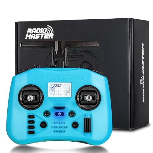 Radiomaster Pocket ELRS Remote Controller Portable Hall Gimbal EdgeTX 2.10.5 Transmitter with LED Light for FPV Drone/RC Helicopter&Car Boats&Multirotor (Battery Not Included) - color: Blue