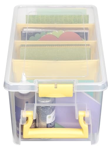 ArtBin 6925JY Semi Satchel with Yellow Accents Storage Container, Clear (Pack of 4) - color: Yellow, size: Pack of 4