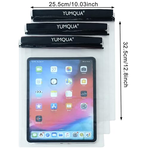 YUMQUA Waterproof Pouch Clear Dry Bag Document Map Holder Large Size 3PACK - color: Black