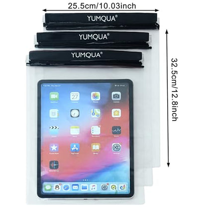 YUMQUA Waterproof Pouch Clear Dry Bag Document Map Holder Large Size 3PACK - color: Black