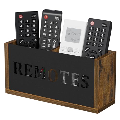 YINMIT Remote Control Holder,2-Slot TV Remote Caddy,Wall Mount and Tabletop - color: Rustic Brown - Style B, size: Small