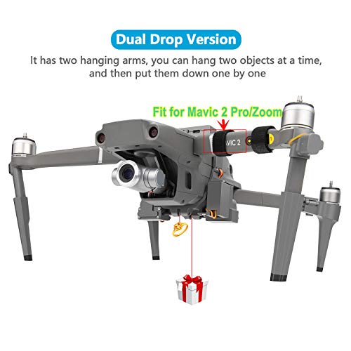 Hanatora Dual Drop Version Payload Airdrop Release Dropping Device for DJI Mavic 2 Pro/Zoom Drone,Air Drop Clip Delivery Transport Dropper System,Fishing Bait Hook