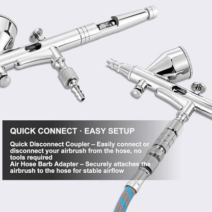 Roizefar Dual-Action Gravity Airbrush Gun with 4 Cleaner for Model Painting