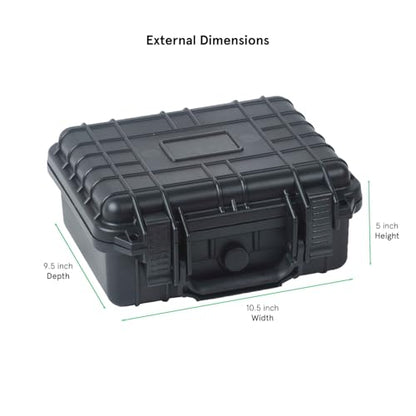 multicomp PRO Black Weatherproof Equipment Case, Polypropylene Construction with Foam Insert, 10.5" x 9.5" x 5“ (L x W x H)