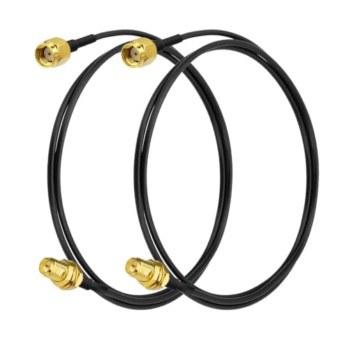 Superbat RP-SMA Cable 3ft 2pcs RG174 Male to Female WiFi Antenna Cable - size: 3ft