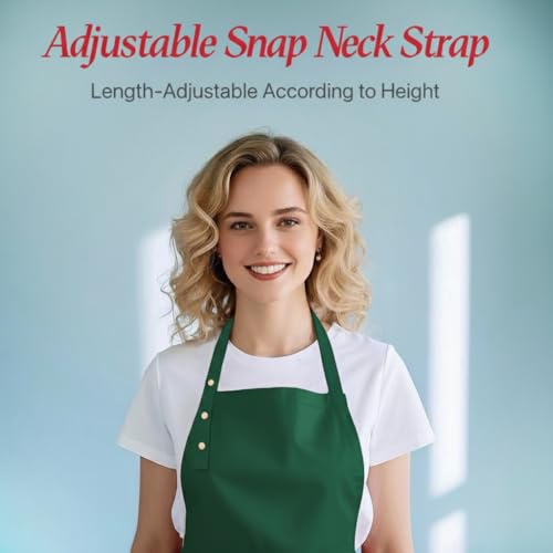 Aprons for Women Men, Water-Resistant Kitchen Aprons for Cooking - color: Green