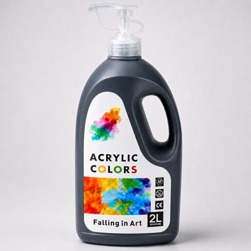 Falling in Art Large 67.6Oz Black Acrylic Paint, Non-Toxic, Rich Pigment - color: Black