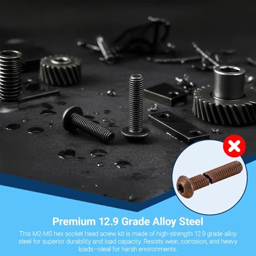 12.9 Grade Alloy Steel M2 M3 M4 M5 Hex Button Head Screw Kit - color: 3360 M2/M3/M4/M4 Button