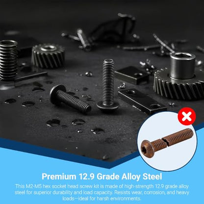12.9 Grade Alloy Steel M2 M3 M4 M5 Hex Button Head Screw Kit - color: 3360 M2/M3/M4/M4 Button