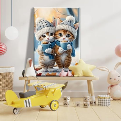 ATDMS Paint by Numbers Kits for Adults, Cats Paint by Number with Frame - color: Cute Cats 229