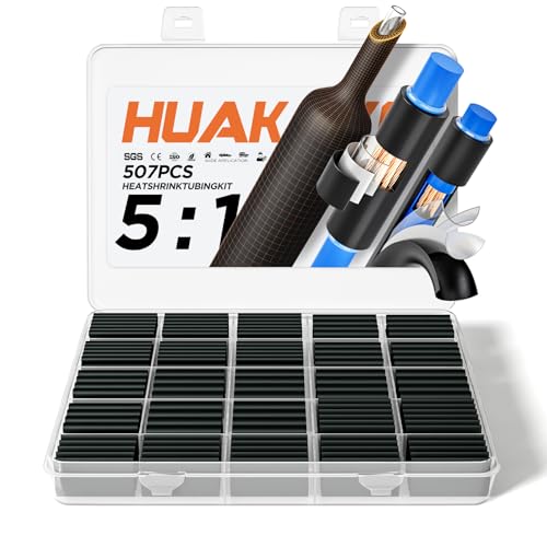 5:1 Heat Shrink Tubing Kit, Industry-Leading 5:1 Ratio Shrink Wrap Tubing Adhesive Lined, Heat Shrink Wire Connectors, Marine Grade Dual Wall, Waterproof Electrical Wire Tube Connectors(Black) - color: Black