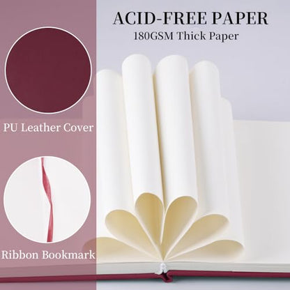 5.7x4.1in Hardcover Blank Sketchbook for Drawing 180gsm 96Pages,Wine Red - color: PU Cover-5.7x4.1in-Wine Red