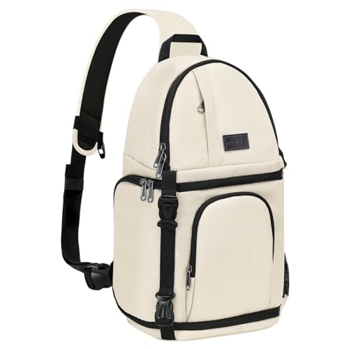 MOSISO Camera Sling Bag, Photography Shoulder Bag Compact Camera Backpack - color: Beige