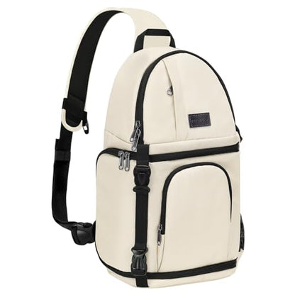 MOSISO Camera Sling Bag, Photography Shoulder Bag Compact Camera Backpack - color: Beige