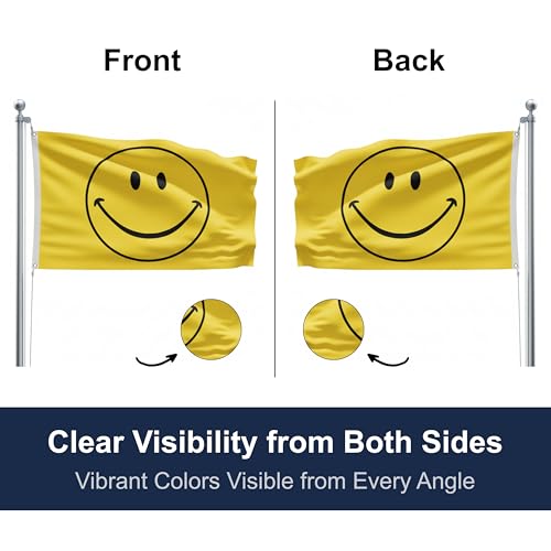SSK® Smiley Face Outdoor Flag - Large 3' x 5', Weather-Resistant Polyester - color: Smiley Face