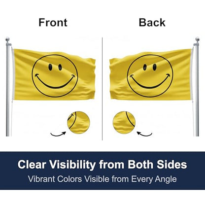 SSK® Smiley Face Outdoor Flag - Large 3' x 5', Weather-Resistant Polyester - color: Smiley Face