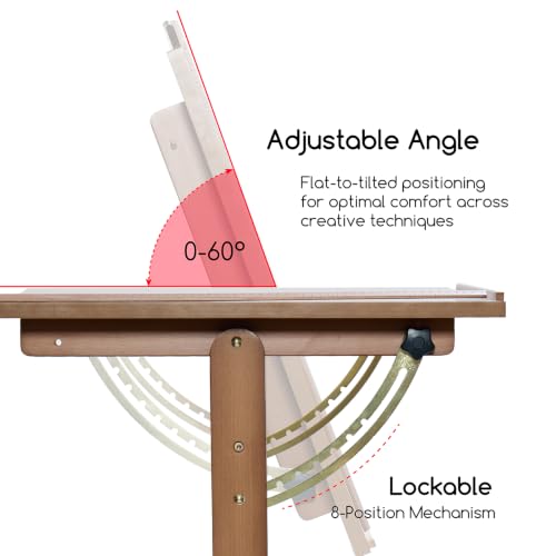 MEEDEN Wood Adjustable Drafting Table: 35.5" x 23.5" Wooden Art Desk - color: Walnut Table
