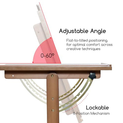MEEDEN Wood Adjustable Drafting Table: 35.5" x 23.5" Wooden Art Desk - color: Walnut Table