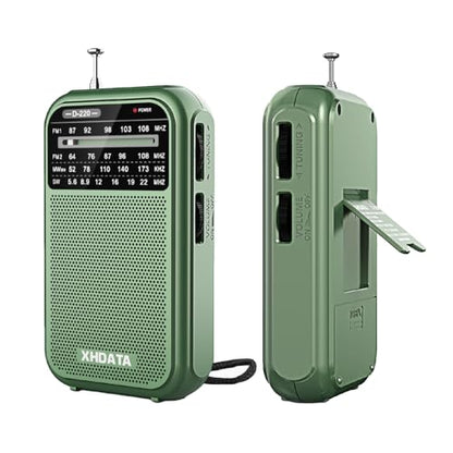 XHDATA D220 Portable AM FM SW Shortwave Receiver Pocket Radio, Green - color: Green
