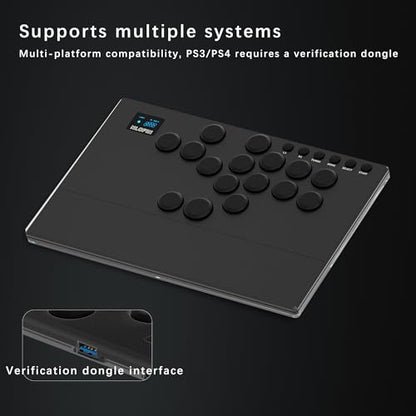 NLOFIN Leverless Arcade Stick 16Keys All-Button Leverless Controller(Black) - color: Black